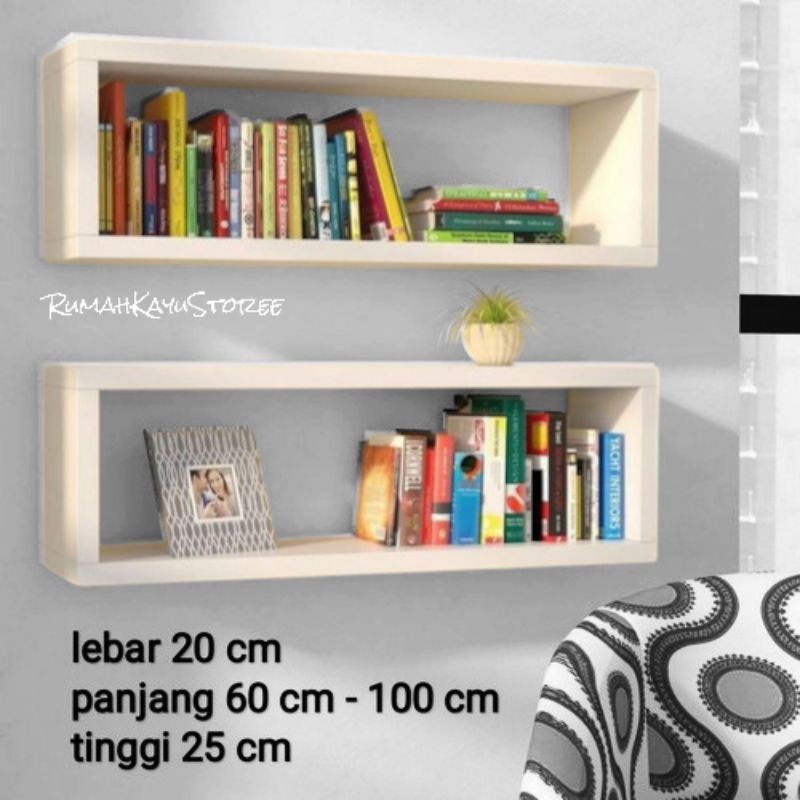Rak dinding serbaguna kotak panjang 40-100 RumahKayuStoree