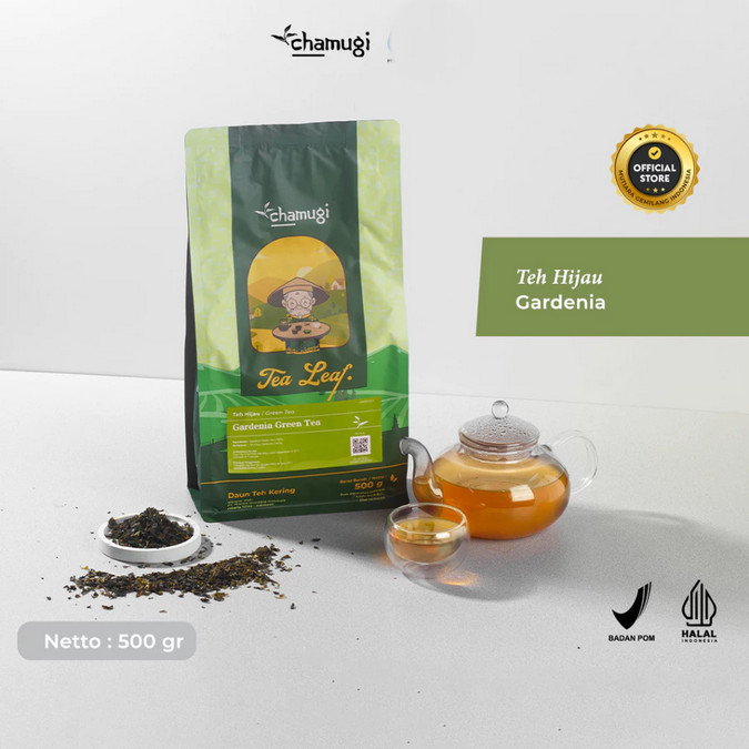 

Chamugi Teh Hijau Gardenia Green Tea Daun Teh Kering Herbal Bunga – 500gr Halal BPOM Cafe Resto Premium Chagee Tianlala Momoyo Mixue Bingxue