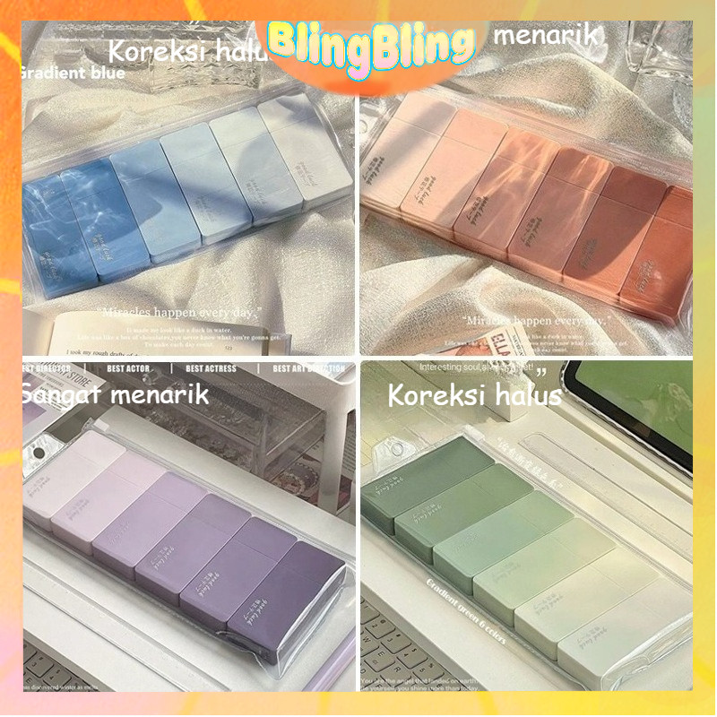 

【Ready】6Pcs Pita Koreksi dengan Warna Gradasi Kapasitas Besar Pita Koreksi Tip Ex Kertas Untuk Siswa