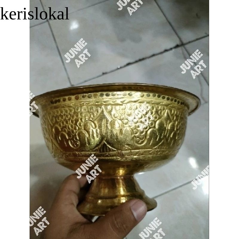BOKOR KUNINGAN ANTIK / Bokor Temu Manten / Bokor Tabur Bungan Pengantin Lebar 20 Cm KL14