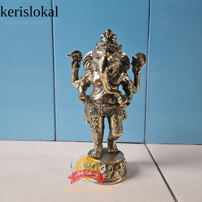 Hiasan Pajangan Patung Ganesha Ganesa Kuningan Warna Emas Gold 30 Cm KL17