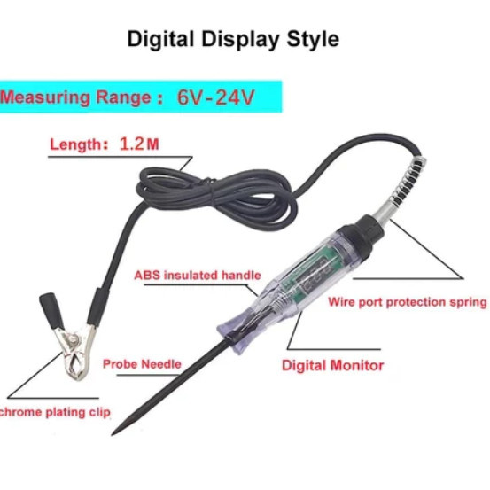 Tespen Digital 6-24V, Multifungsi Tespen Listrik Mobil Tespen Digital DC  Motor/tespen Digital/test 