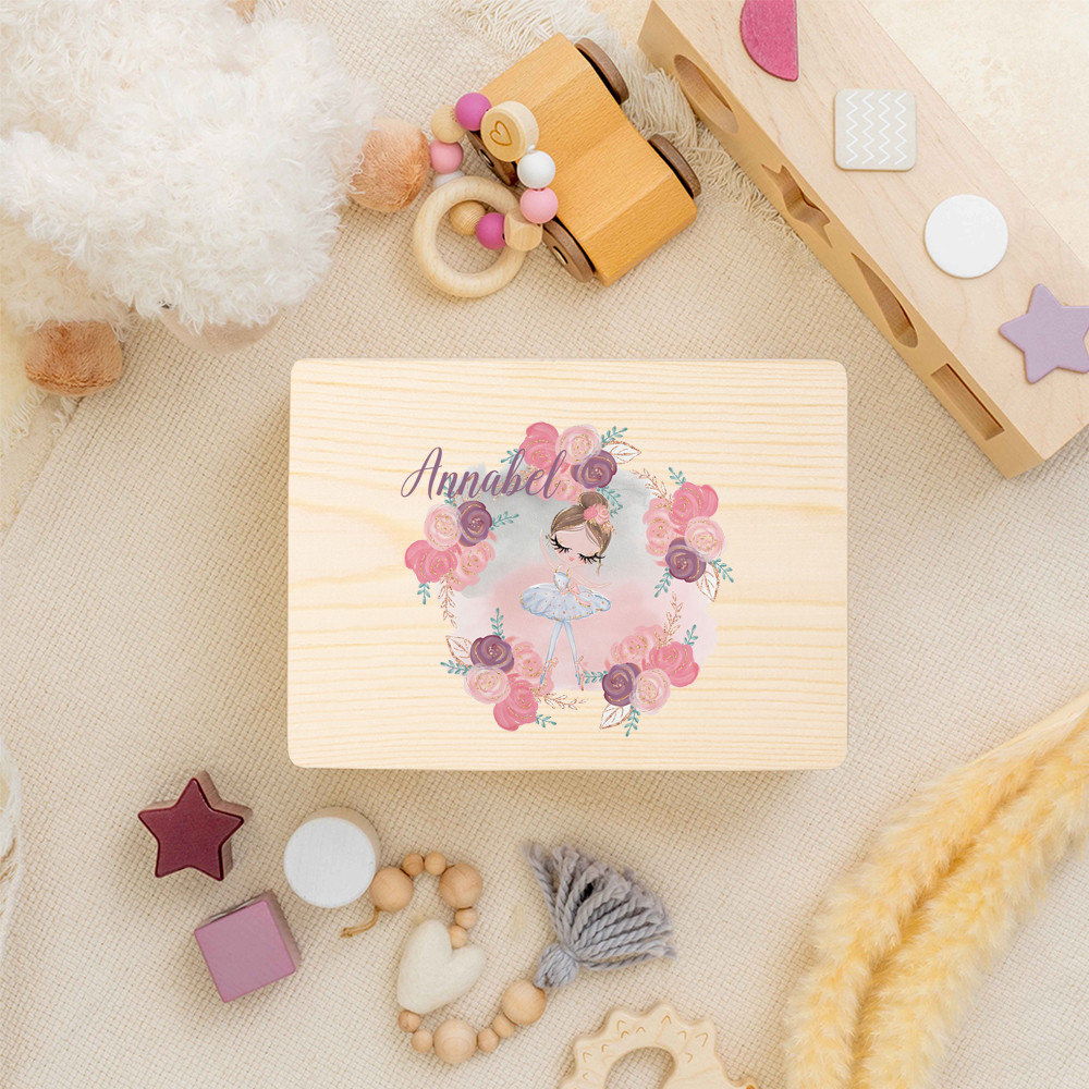 

Ballerina Keepsake Box Nursery Decor Personalised Dance Ballet Wooden Memory Box for Kids Gift Idea Daughter's Birthday