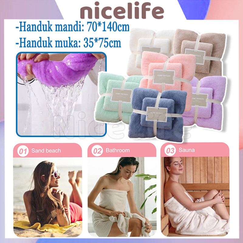 Handuk Set 2in1 / Dewasa Handuk Set / Mandi Handuk