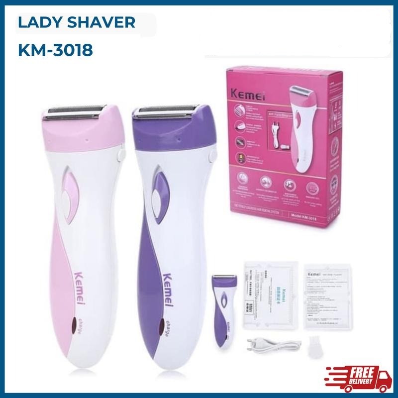 KEMEI 3018 Alat Cukur Kemei KM3018 Rechargeable Cordless Lady Shaver KM-3018