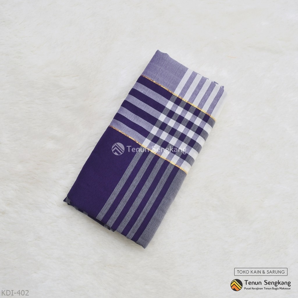 Sarung Bugis Kotak Kadei Besar Sutra Makassar Ungu Putih - Tenun Sengkang KDI-402 (Harga Per Pcs)