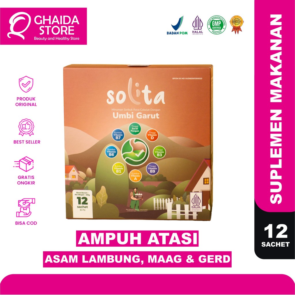 

Solita Umbi Garut Rasa Coklat 1Box isi 12Sachet