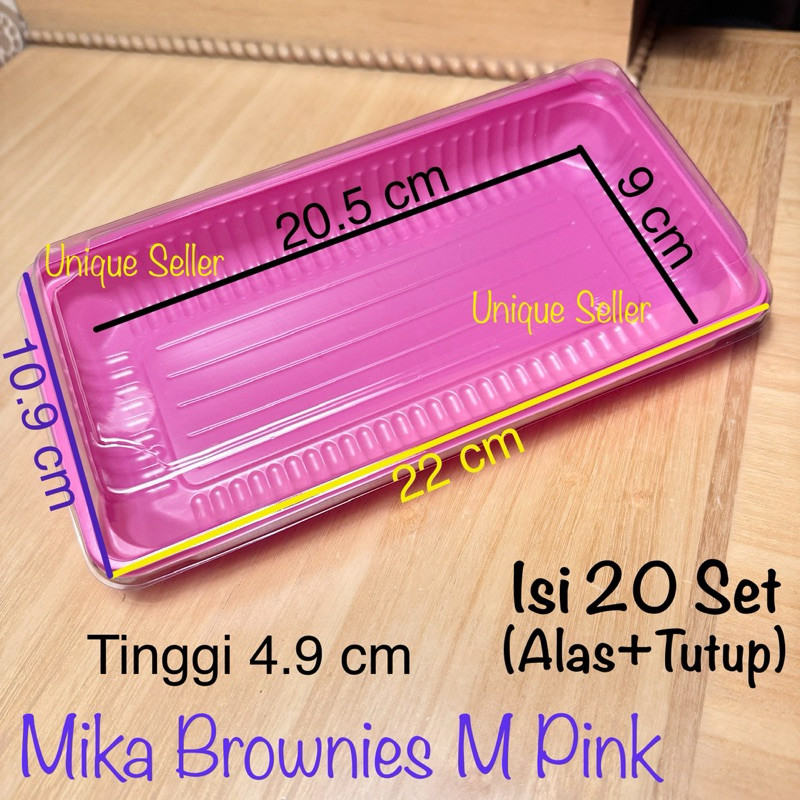 [Isi20] Mika Brownies M Kecil PINK Alas+Tutup / Mika Bento Tanpa Sekat / Mika Snack / Tray Mika Brow