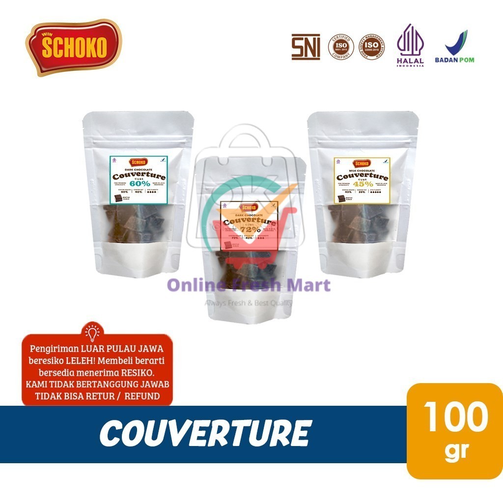 

SCHOKO Couverture Cube Chocolate Coklat Kovertur Bentuk Kubus Dadu (Repack 100g +Ice Gel) - Online Fresh Mart Denpasar