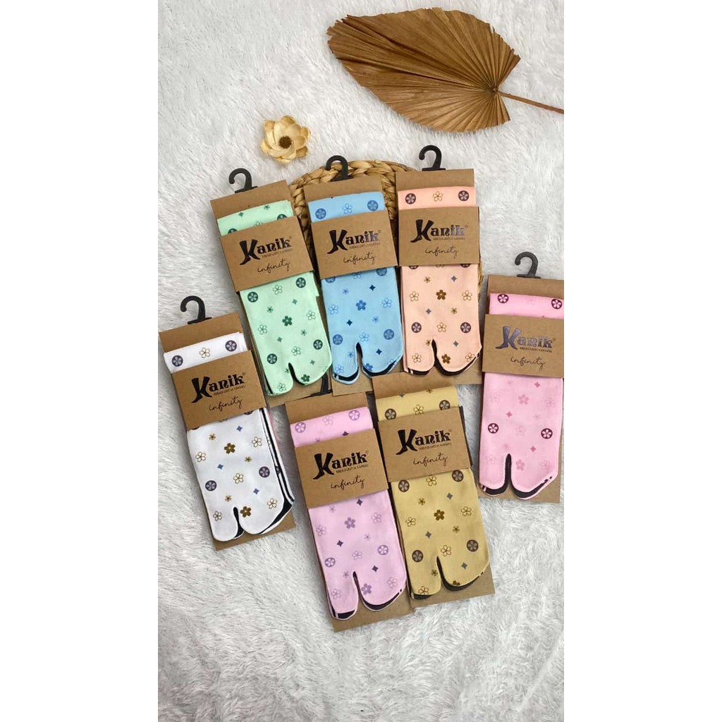 Kanik Kaos Kaki Muslimah Wanita Jempol Printing Motif Button Warna Random