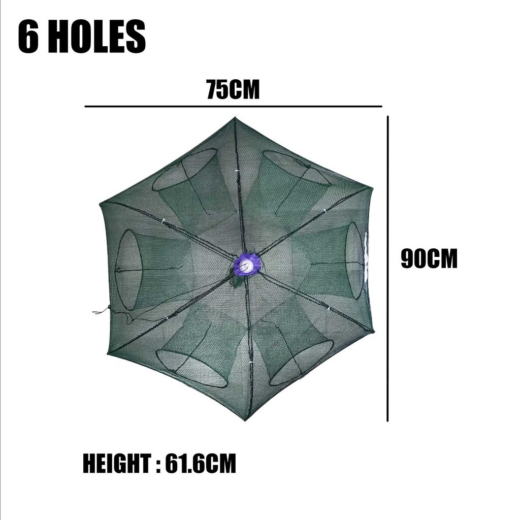 Bubu Jaring Jebakan Perangkap Udang ikan Kepiting Model Payung 6 lobang (perangkap)