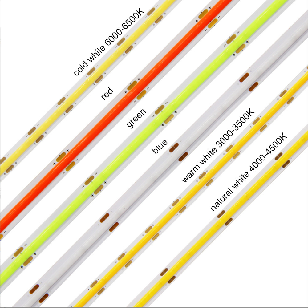 COB LED Strip 320 384 480 528 LEDs High Density Flexible FCOB LED Lights DC12V 24V RA90 3000K 4000K 