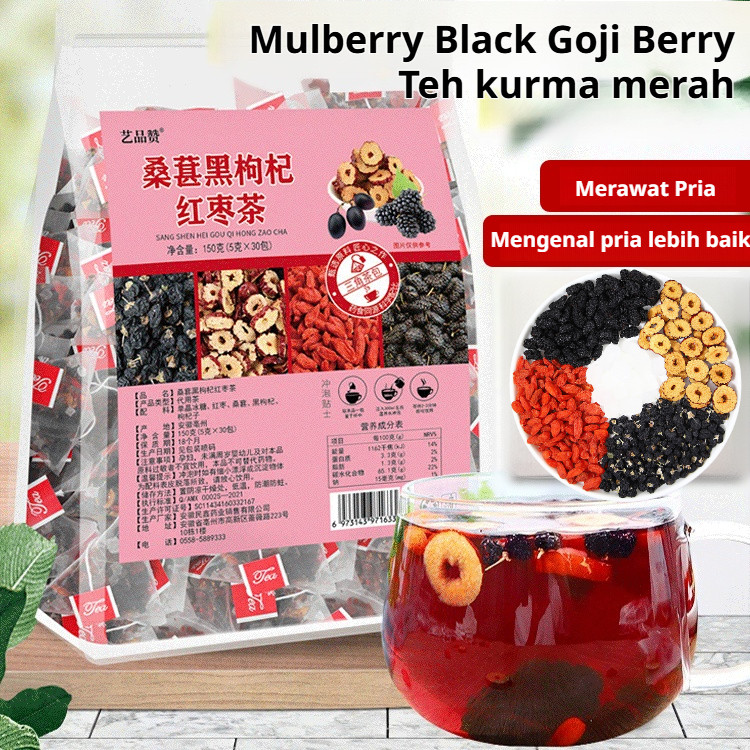 

【COD 100%ORI 】Black Wolfberry Mulberry Red Date Tea Health Tea/Teh Murbei Rose Wolfberry/teh kesehatan/Begadang Teh Memperbaiki Warna Kulit/Teh Pelindung Hati
