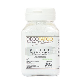 

Pewarna Makanan Putih White Decotatoo Color powder fat Soluble 60.5 Gr BAR