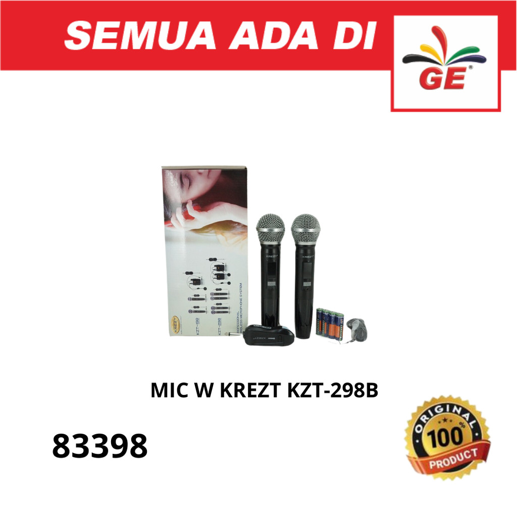 mic wireless krezt KZT -298 B original Handheld dan Clip - KZT-298 B - 83398