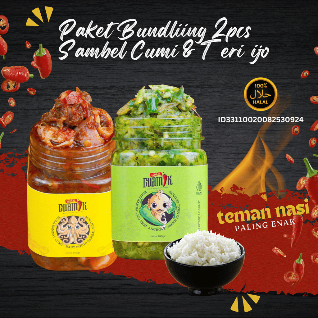 

Paket Nikmat Segar 2pcs Sambel Cuamik - Sambel Cumi Sambel ijo Teri enak gurih pedas dan nikmat
