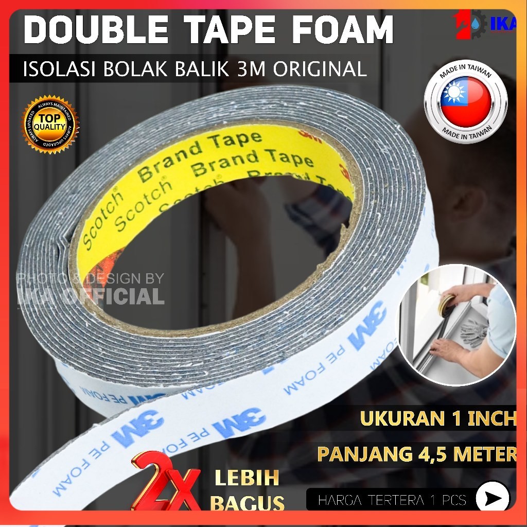 

Double Tape 3M Putih PE Foam 1600 T White 20mm X 4Mtr DOBLE TAPE 3M PE FOAM ISOLASI BOLAK BALIK 20MM x 4.5 METER DOUBLE TAPE 3M BUSA PE FOAM TAPE 2 CM X 4.5 M PEREKAT MOBIL & MOTOR