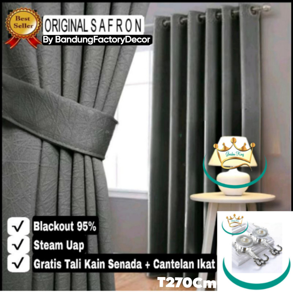 Gorden Jendela Blackout Import Premium Original Tebal Mewah Elegan Serat Aesthetic Panjang 270Cm