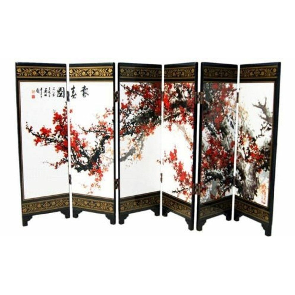 

Chinese Lacquer Painting Beautiful Folding Screen Plum flower pattern