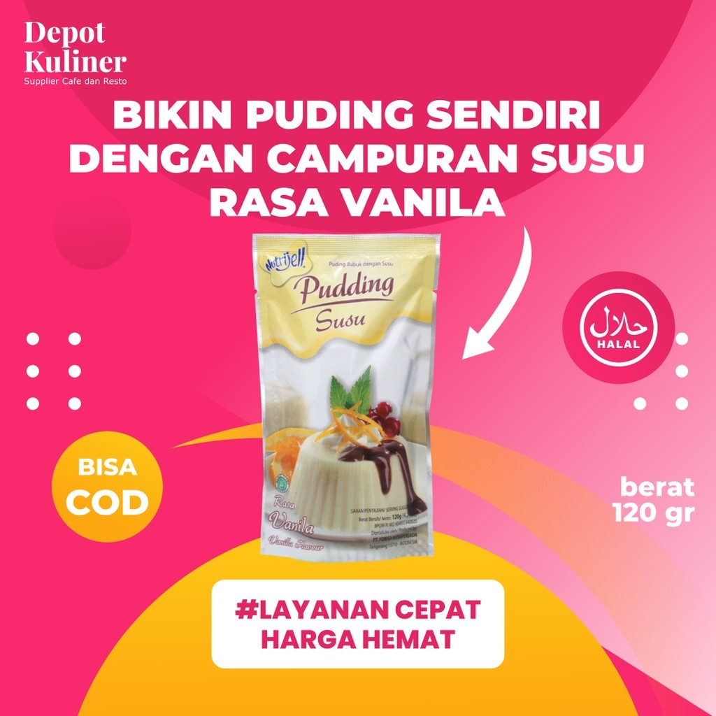 

Nutrijell Pudding Susu Rasa Vanila 120gr Vanilla Flavour