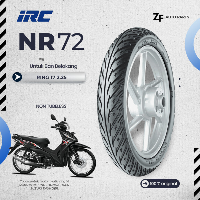 SEPASANG / SATUAN BAN LUAR MOTOR BEBEK IRC NR72 RING 17 VEGA KHARISMA JUPITER Non Tubeless