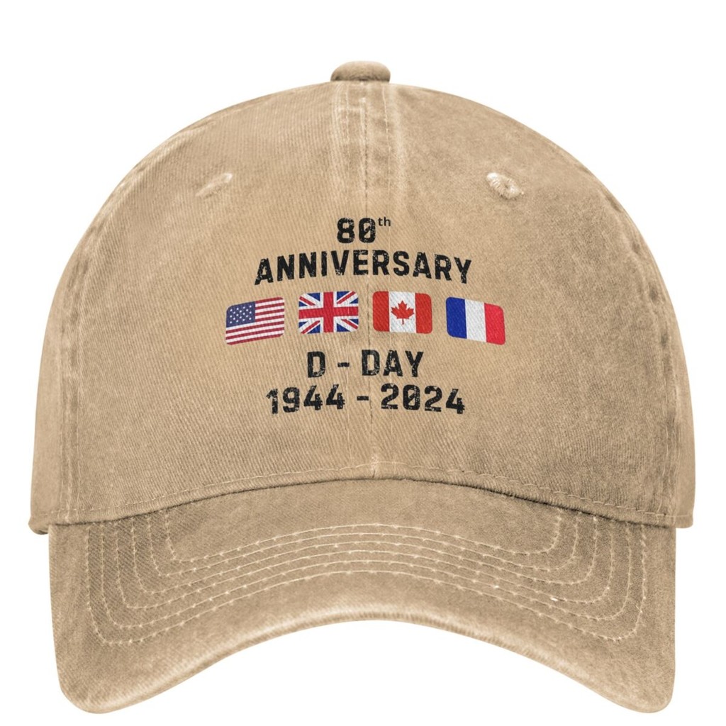 1944 D-Day 2024 80th Anniversary Normandy Casual Baseball Cap Flag Trucker Hat Snapback Cap Couple W
