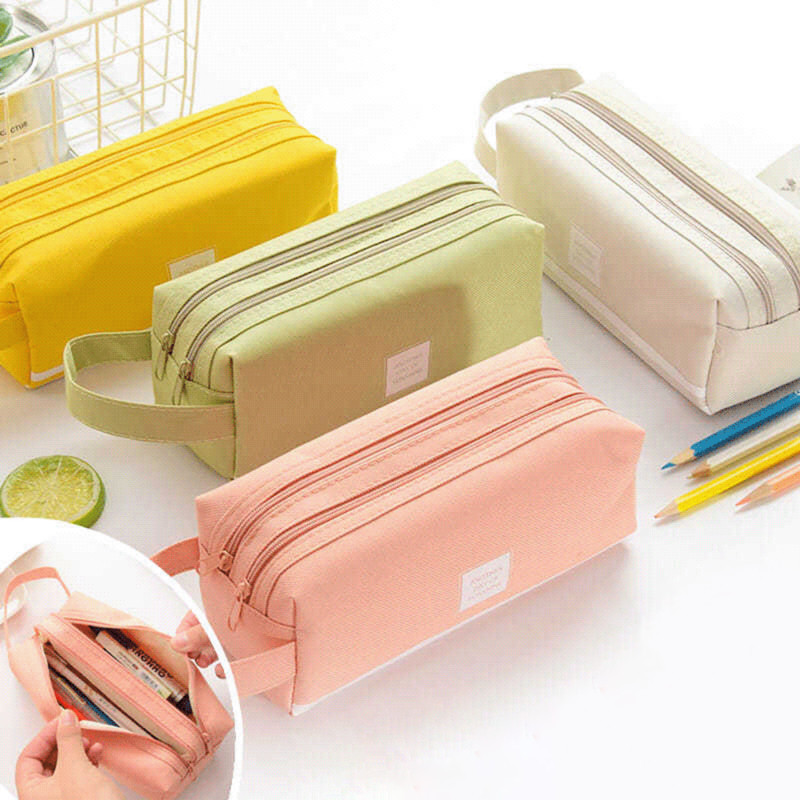 

Simple Pencil Cases Bag Oxford Pen Box Pouch Double Layer Large Capacity For Girls Back To School Student Supplies Stationery