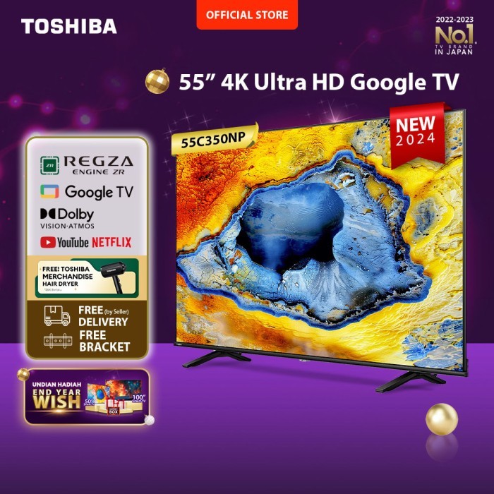 LED TV Toshiba 55C350NP 4K UHD Google Smart TV Dolby Atmos 55 Inch