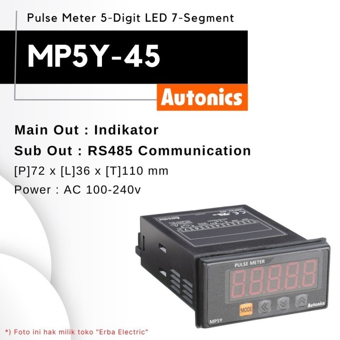 MU99 Autonics MP5Y-45 Pulse Meter Panel Digital RS485 72x36 mm