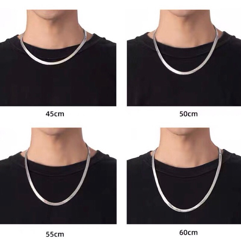 Kalung titanium belut pipih silver terlaris cocok buat pria dan wanita