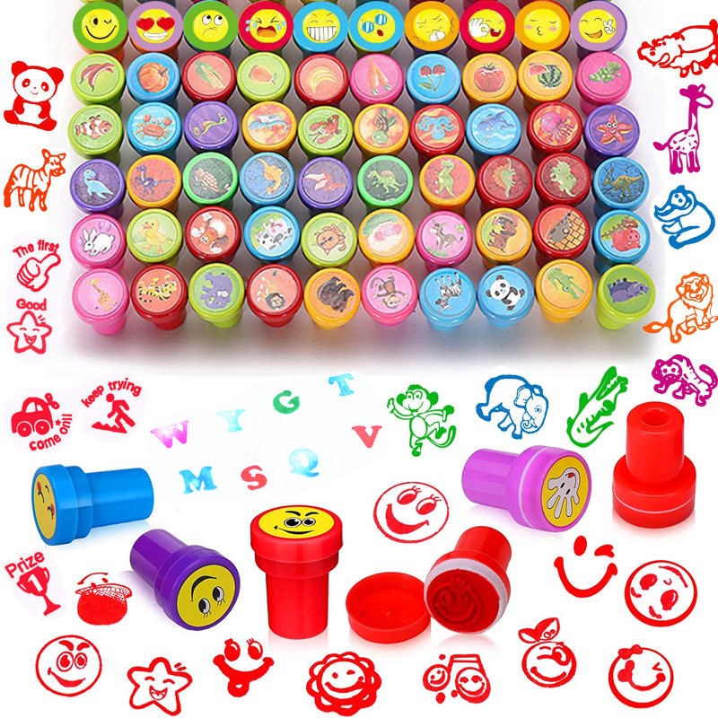 

Assorted Stamps for Kids Self-Ink Teacher Stamps Party Favor Children Treasure Box Prize Classroom Easter Egg Stuffers Toys Gift