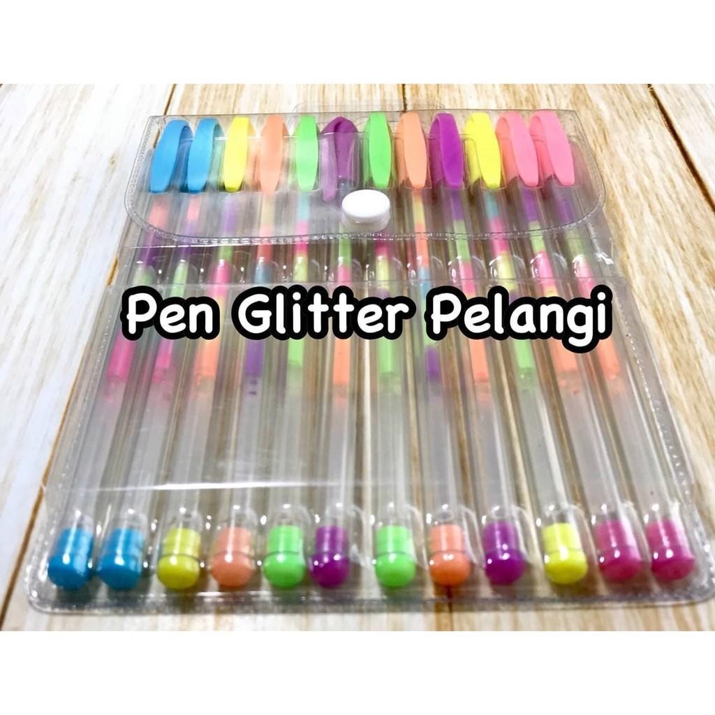 

[CALLISTA] Gel pen Glitter Pelangi ColorG el ( 12 pcs)