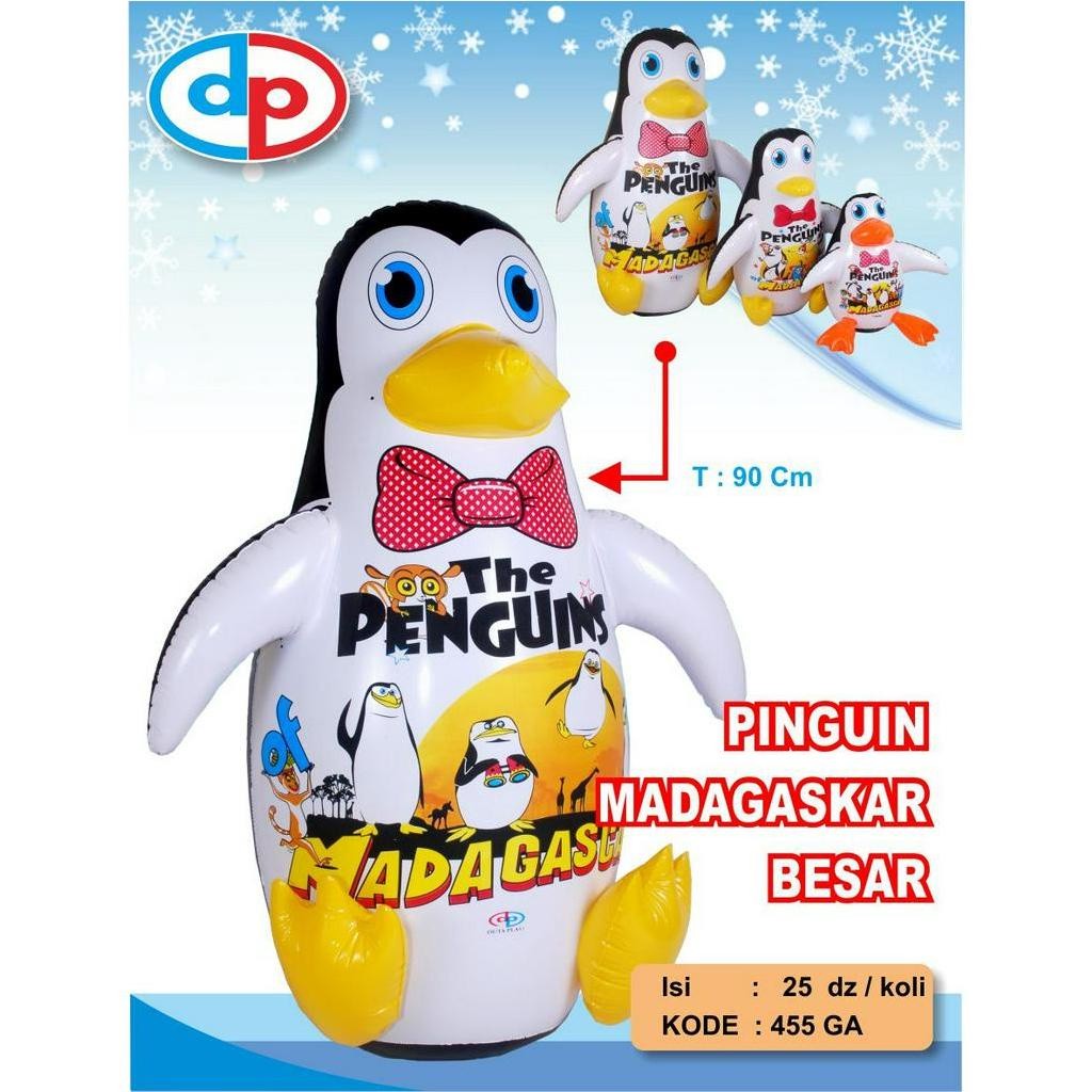 BALON TIUP TINJU PINGUIN  MADAGASKAR BESAR TANGGUNG UKURAN  TINGGI 90 CM TINGGI 60 CM - BALON PINGUI