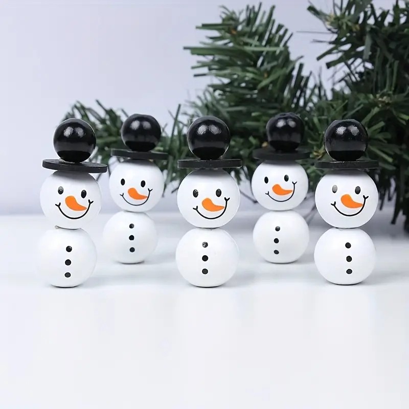 

50 Christmas Snowman Bead Set - Black and White, Suitable for DIY Jewelry and Festival Handicrafts