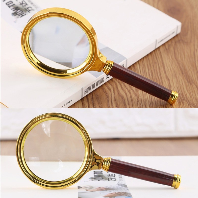 

1Pcs 70 mm 80 mm lapisan tangan portable 10X magnifying glass retro handle magnifying glass eye mask glass