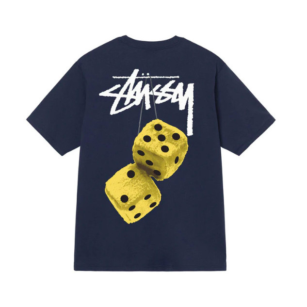 Kaos Oversize STUSSY Fuzzy Dice Navy Tshirt - ORI - S