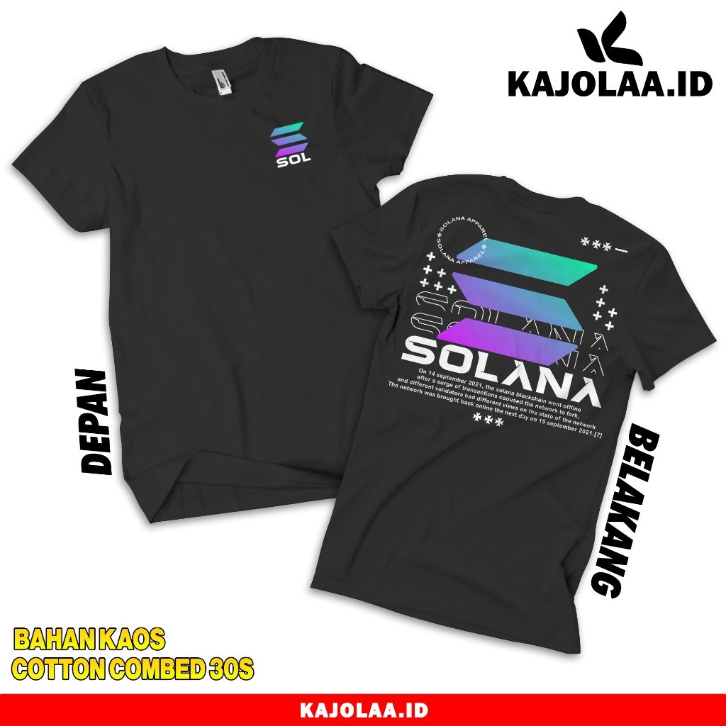T-shirt Kaos Crypto "Solana Streetwear" -Kaos Cryptocurrency/Kaos Solana Coin/Kaos Solana/Kaos Crypt
