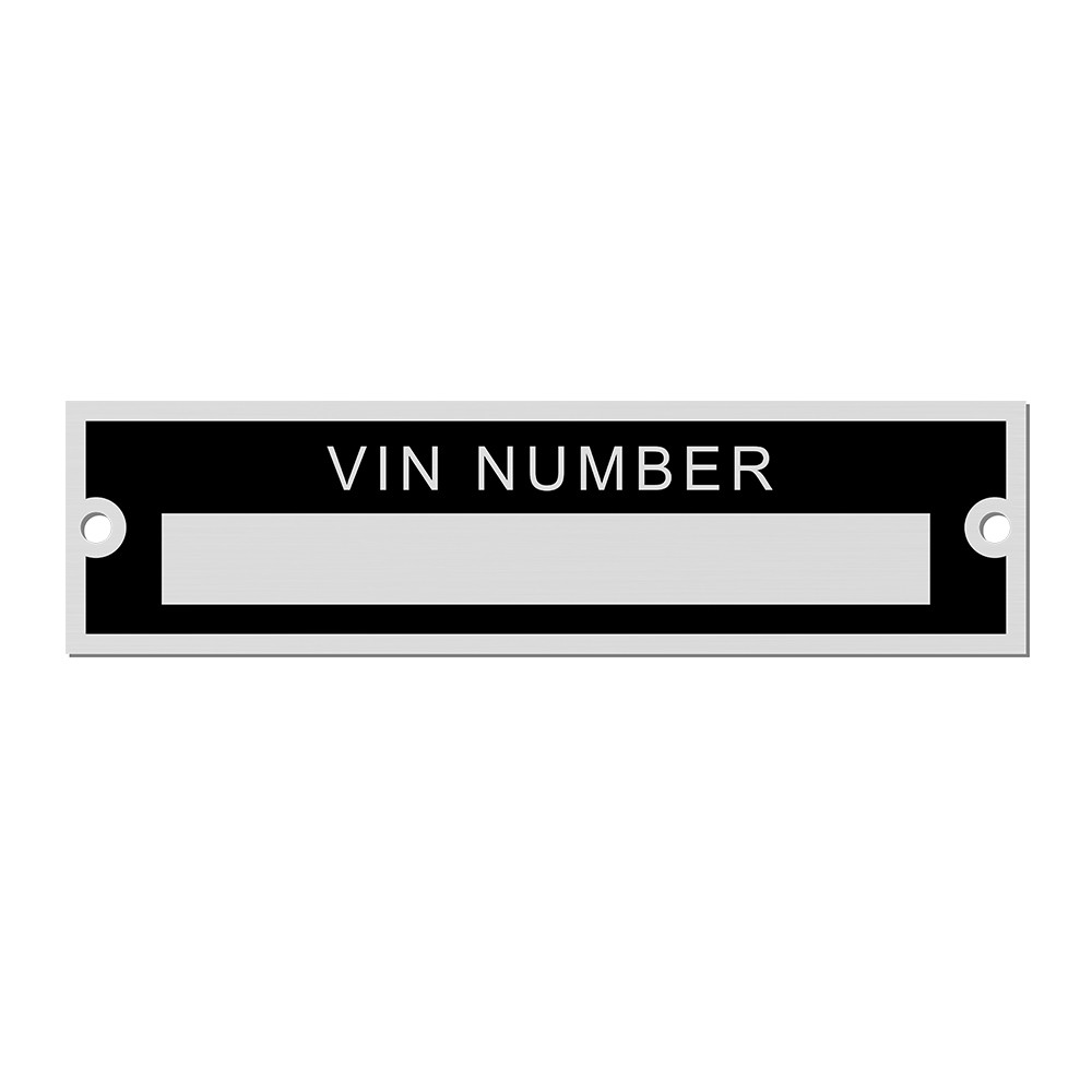 

Blank or Engraved Aluminum ID Tag VIN Serial Plate Vehicle Identification Number 95 X 25mm Motorbike Caravan RV Camper Parts
