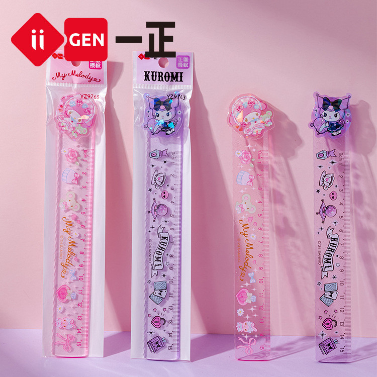 

( OTH1145 ) (KIDS) Alat tulis penggaris / garisan buku 15 cm - sanrio kuromi melody - purple ungu pink merah muda