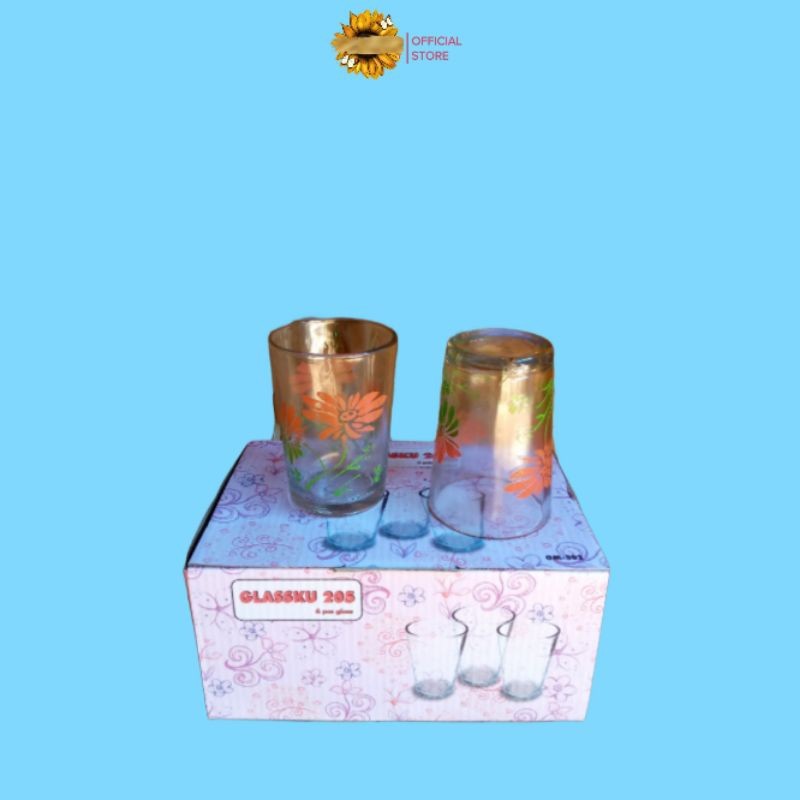 Gelas Kembang Kecil 6pcs (1kardus) /Gelas Kopi/Gelas Teh/serbaguna