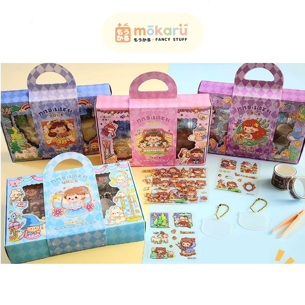 

Fancy Sticker Box JBE-40 DIY Keychain + Stiker + Roll Deco Gift Box Set Seri Kota Dongeng