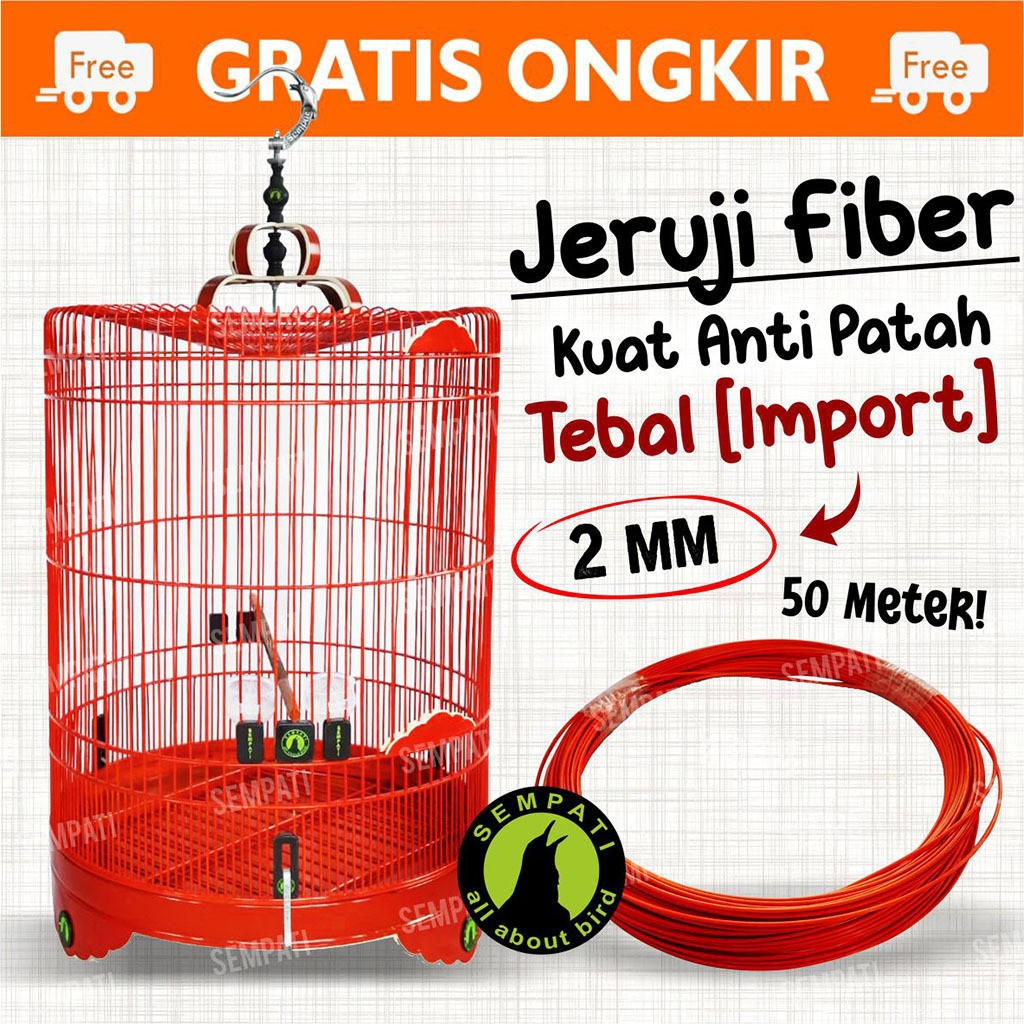 SEMPATI Ruji Roll 2mm Orange Oren Panjang 50 Meter Ruji Jeruji Fiber Gulung Gulungan Rolan Ruji Sang