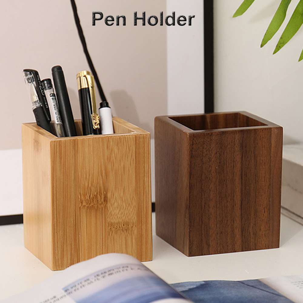 

Walnut Wood Pen Holder Desk Writing Stationary Organizer Wooden Writing pencil fountain pen Holder Office School Supplies Gift