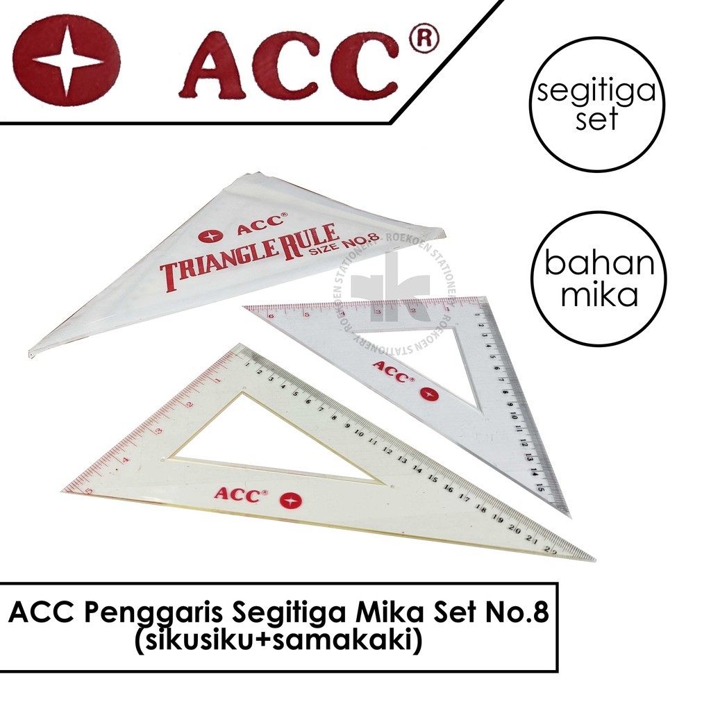 

ACC Penggaris Segitiga Mika Set No.8 (sikusiku+samakaki)