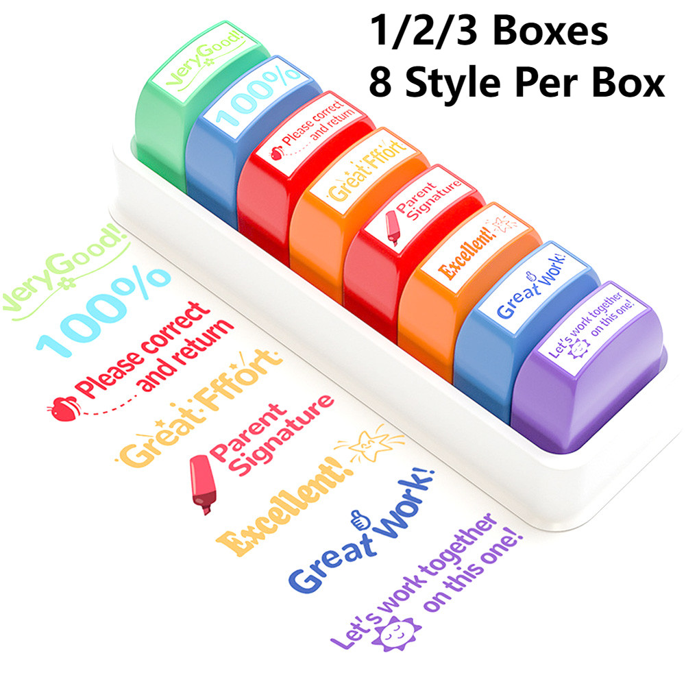 

8-24Pcs Teacher Stamps Self Inking Praise Reward Stamps Teaching Stamp Encouraging Comments DIY Scrapbooking For School Supplies