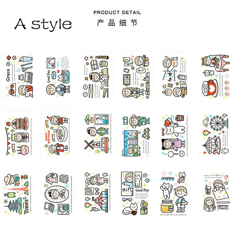 

18PC Cute Paper Postcard Simplicity Art Decorative Cards Metope Decoration Writable Notebook Photo Props Wall Sticker Gift