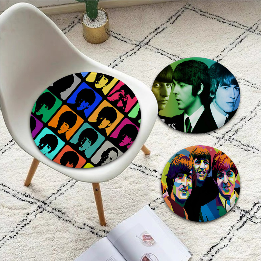

T-The-B-Beatles Rock Band Four Seasons Fabric Cushion Non-slip Living Room Sofa Decor Students Stool Tatami Office Chair Mat Pad