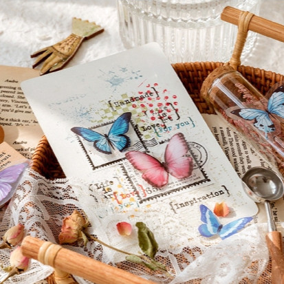 

40pcs Sticker Book Journal Buku Stiker Kupu Kupu Diy Scrapbook Deco Stickers Alat Tulis For Student Back To School Office Stationery