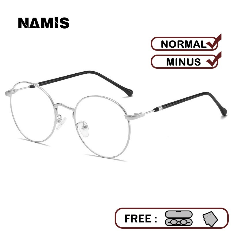 Namis Kacamata Photocromic Minus Pria Wanita Bulat Frame Bluecromic Anti Blueray Kaca Mata Optik