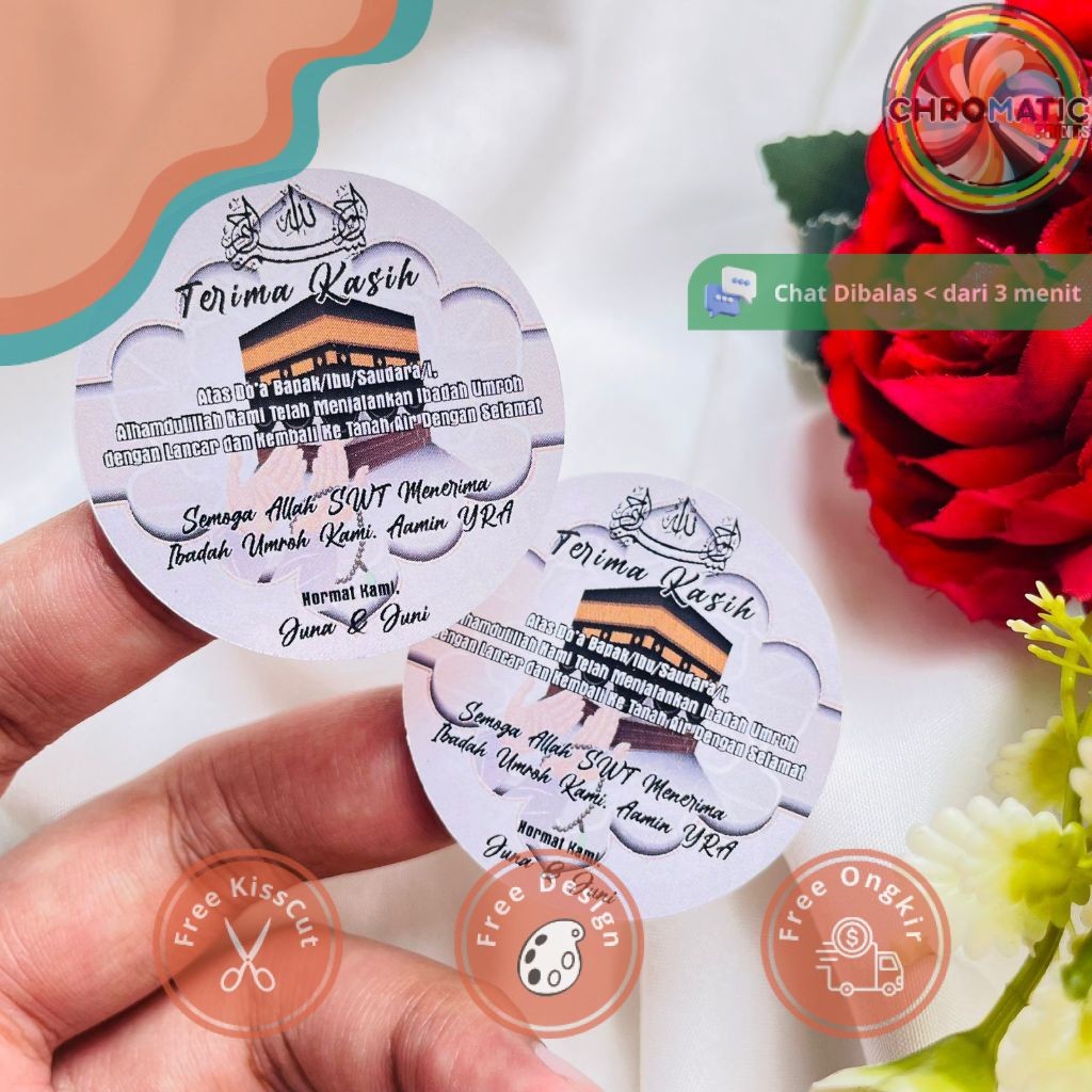 

chromatic 2-4 Cetak Print Stiker Bulat Haji Umroh Sticker Label Custom Gift Hajj Murah Free Desain